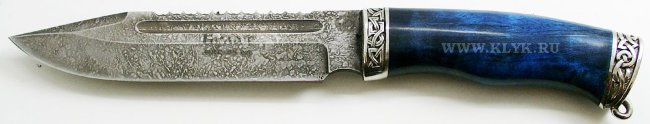 Нож Волк (нержавеющий булат, карельская береза, мельхиор)