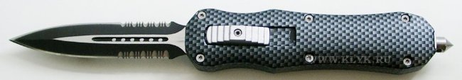 Нож автоматический Microtech Combat Troodon (spear-point serrated, gray) реплика